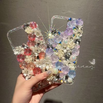 Hülle für Honor X5C/X6B/X6C/200Smart/400Lite Mädchen Flash Diamond Rose Handy Cover