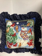 Snowman Winter/Christmas Double Sided Throw Pillow