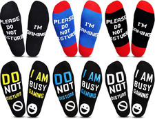6 Pairs Do Not Disturb I'M Gaming Socks Novelty Socks Crew Socks for Game Lovers