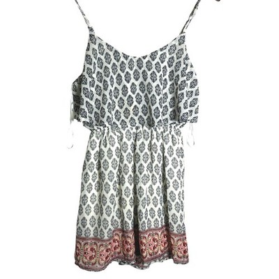 Iris Damask Print Cutout Back Mini Dress Black White Red ID1835-ST10 Womens