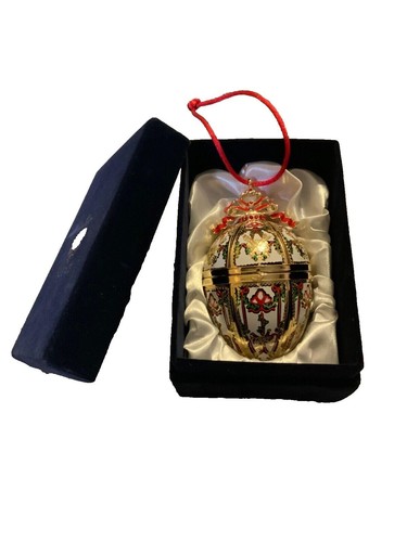 Fabergé Imperial Christmas Egg Ornament Exclusive w/ Necklace & Orig Gift Box - Picture 5 of 13