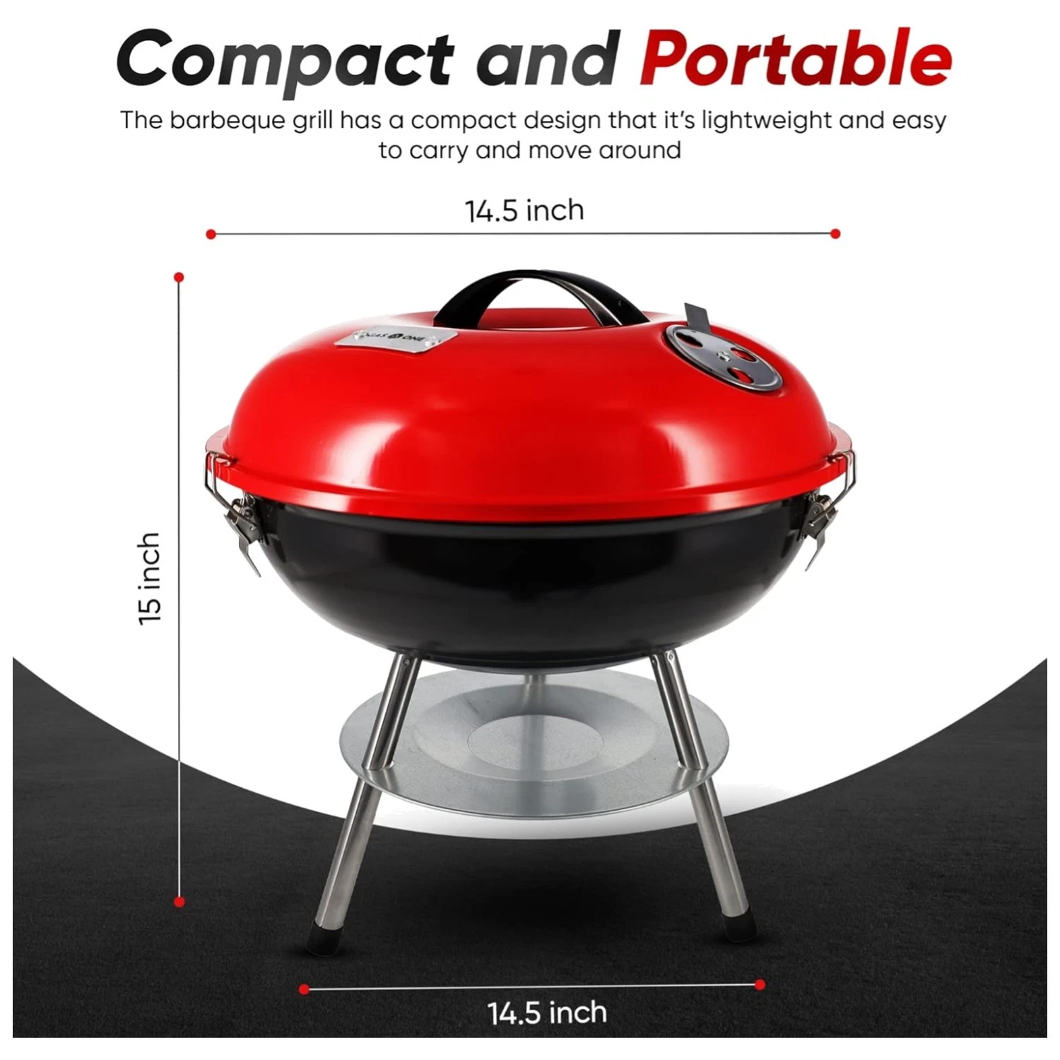 Dual Vent System Charcoal Grill - Compact Design