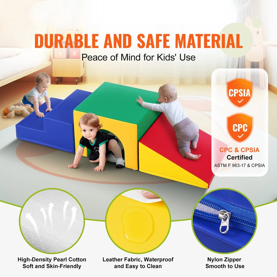 Uimoso Single Tunnel Climber Toddler Playset Foam Climbing Blocks w Stairs+Ramp - Image 2 of 4