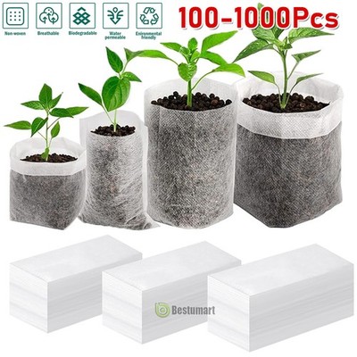 100-1000 Planting Growing Bags Thickened Nonwoven Fabric Pot Nursery Soil Garden