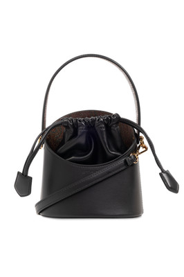 ETRO Satturno Secchiello Small Black Leather Bucket  Bag New And Authentic