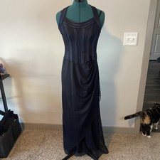 Y2K Alex Evenings Navy Mesh Cocktail Party Dress Size 6