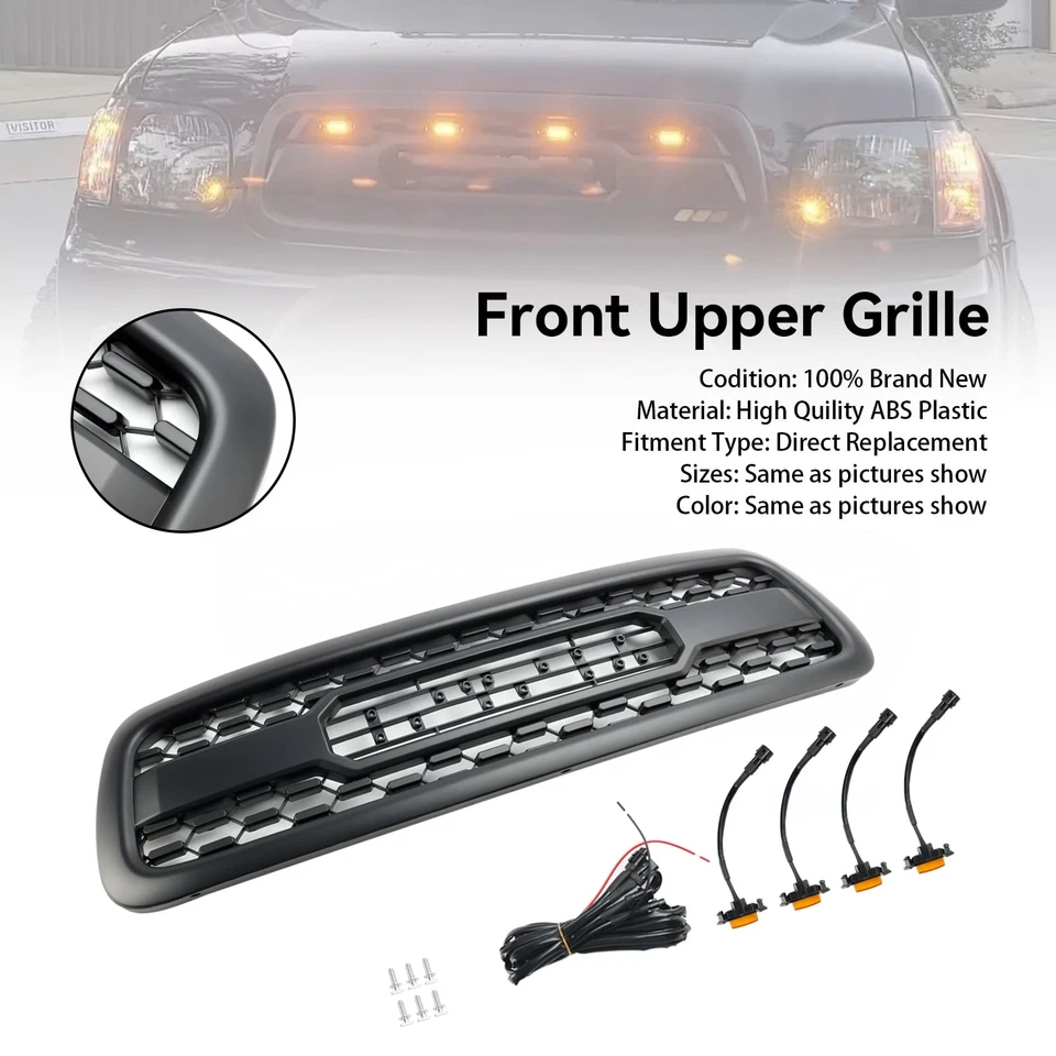 Front Grille Fits For 1st Gen 2001- 2004 Sequoia Upper Bumper Grill W/E Lights Foto 2 de 4
