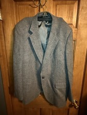 VTG Stafford Hampshire Tweed Men's Sport Coat Blazer Gray Herringbone 44 USA