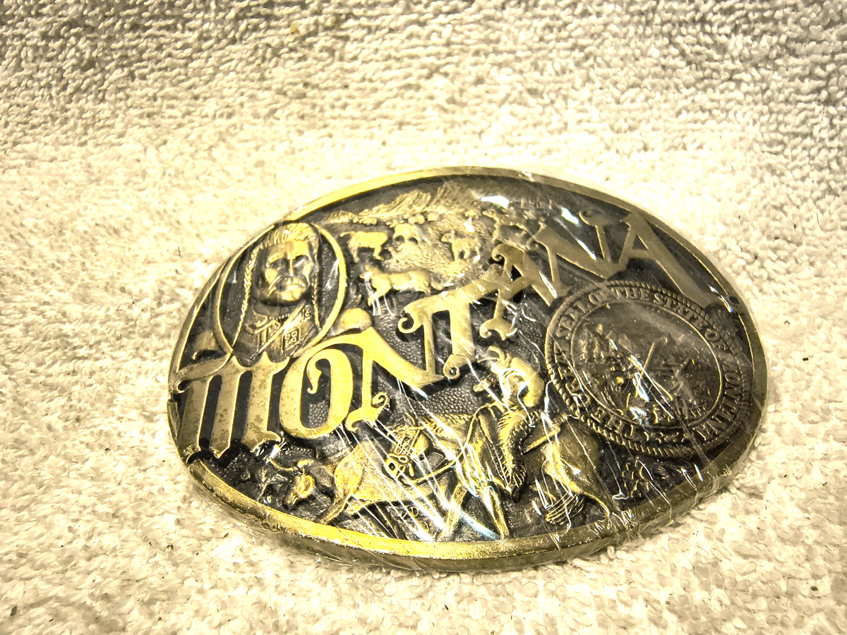 Montana State Seal Buckle Solid Brass Award Design Medals 1st Edition Vtg 80s View 5