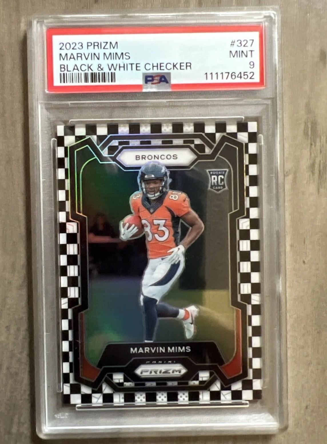 2023 Prizm #327 Checkerboard Black & White SSP Rc Marvin Mims Mint PSA 9