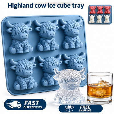 3D Highland Cow Ice Cube Tray Silicone Mold for Whiskey Cocktails & Drinks
