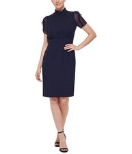 Vince Camuto Womens Puff Sleeve Crepe Bodycon Dress, navy, 10