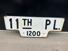 Vintage Porcelain Street Sign Southeast Los Angeles 11th Street 1200 Block