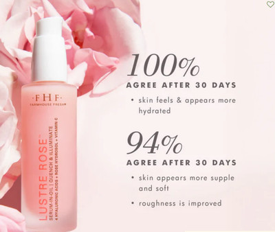 Farmhouse Fresh Lustre Rose  Serum-in-Oil 1 oz + Gift Mirror