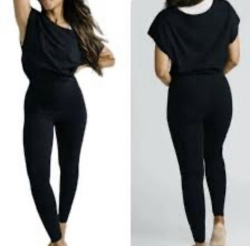 Zyia Active Women's Black Soho Jumpsuit Short Sleeve One Piece Full Length XXXL