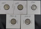 New Listing1942–1945 Mercury Dime Lot (5 Coins) • Silver • Mixed Dates & Mint Marks