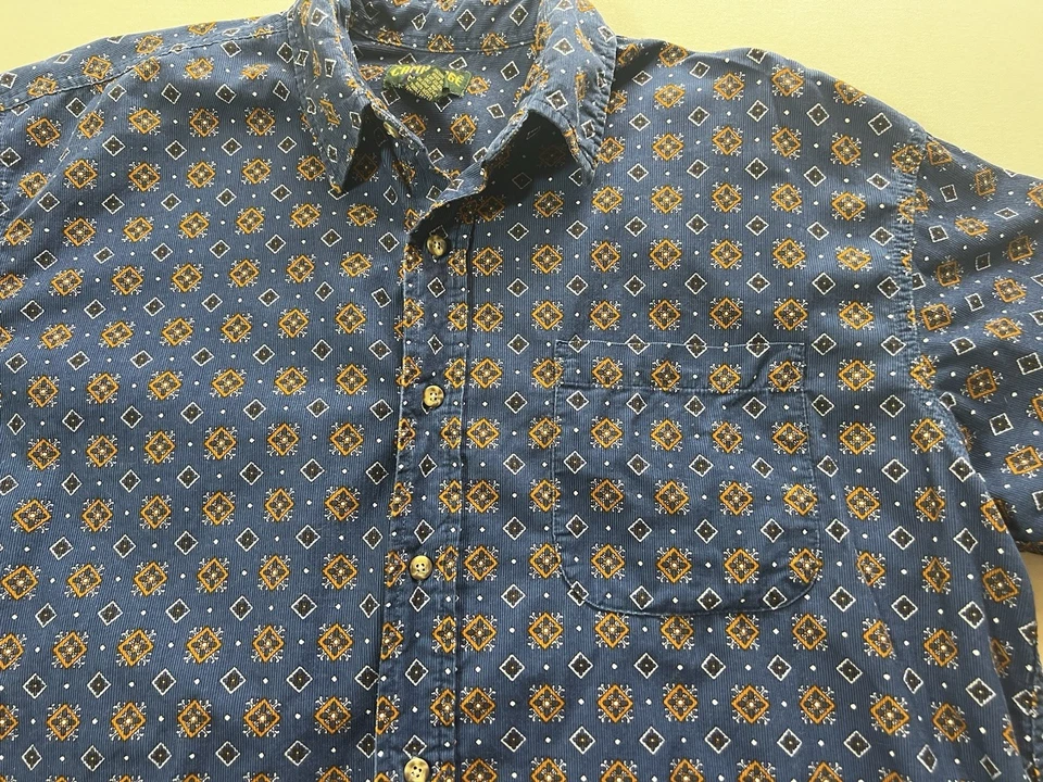 Camisa De Colección Cambridge Classics Para Hombres L Pana Botón Delantero Patrón SW Azul Foto 3 de 4
