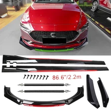 Glossy Black Look Red Front Lip Chin Bumper Side Skirt For Mazda 2 3 6 UNIVE