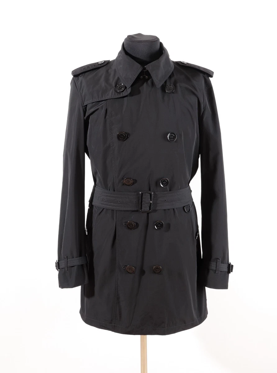 Men's Burberry Brit Polyester Black Belted Trench Coat Size XXL 180/108C |  eBay