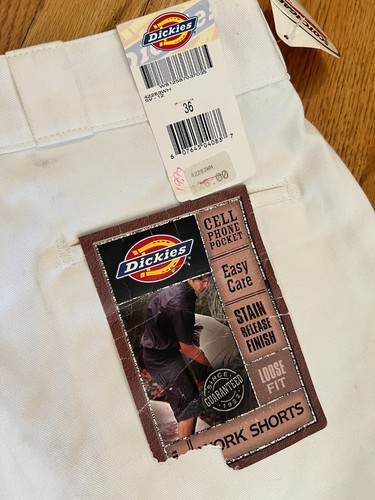 Pantaloncini vintage Dickies Scotchgard bianchi pittore uomo taglia 36 nuovi con etichette con difetti Y2K - Foto 5 di 22