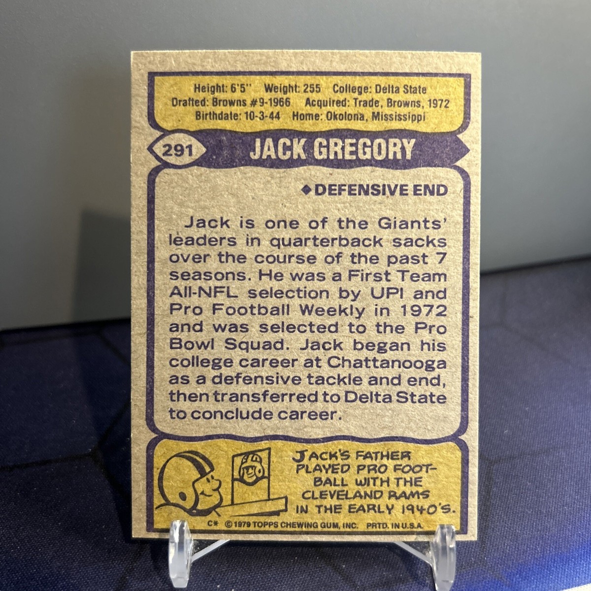1979 Topps Football Jack Gregory New York Giants #291 | eBay