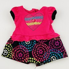 Dollie  Me Doll Dress Heart Peace Signs Pink Black 18" Doll Outfit Only