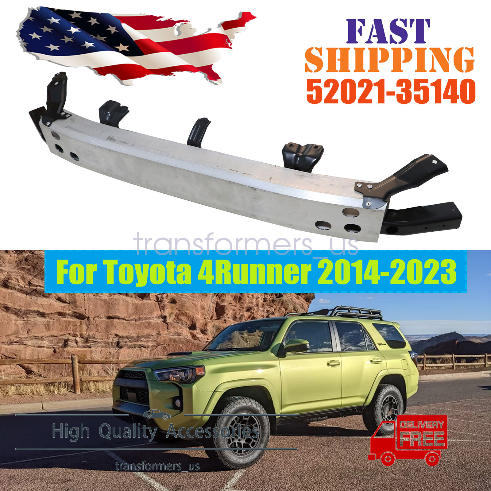 For 2014-2023 TOYOTA 4RUNNER FRONT BUMPER REINFORCEMENT IMPACT BAR NEW