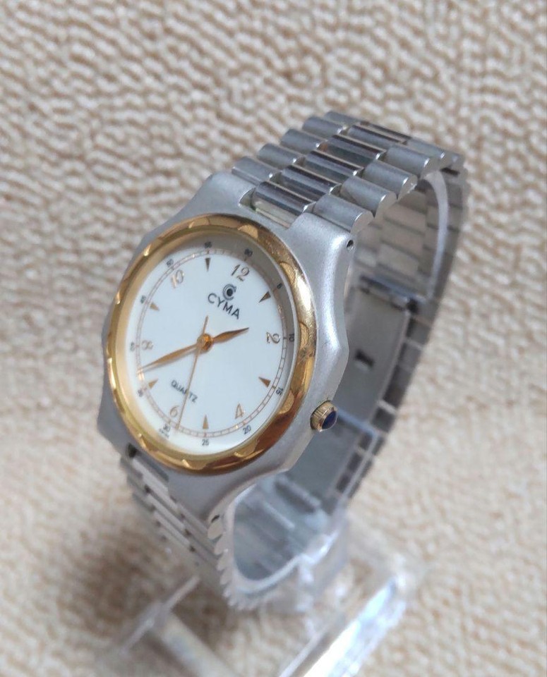 Working Item Cyma Men'S Watch Quartz Combination Color Octagon Case eBay