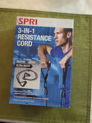 SPRI 3 In 1 Resistance Cord Up To 60 Lbs Ultra Heavy