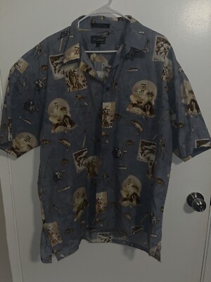 The Saturday Evening Post Shirt Fishing Size XXL Short Sleeve Button Down