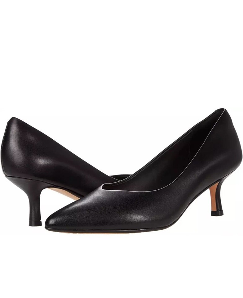 Clarks Violet55 Court Ladies Kitten heels Black Leather UK 4 D EU 37 | eBay