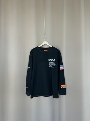 Heron Preston Black Sweatshirt Mens Size M/L NASA Fall/Winter 1990 Long Sleeve