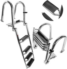 Heavy Duty 4-Step Telescoping Boat Ladder with Handrails Wide Steps