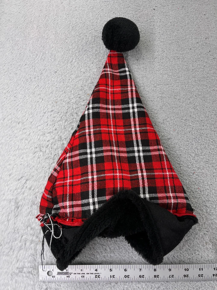 Gorro Toque Ponta Longa Adulto Tamanho Único Xadrez Vermelho Malha Acrílico Mistura de Poliéster - Imagem 4 de 4