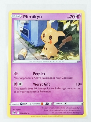 Mimikyu 80/196 Lost Origin Rare Pokémon Card 2022 | eBay
