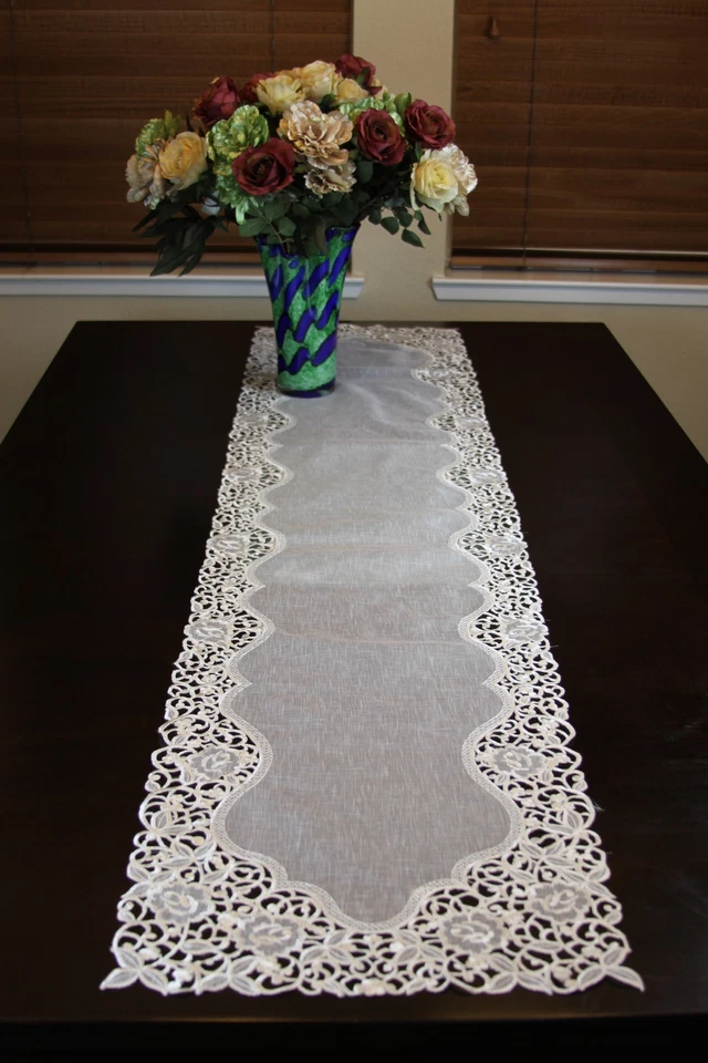 Organza Embroidered Lace Placemat Dining Table Runner Wedding Bridal Party - Image 3 of 4