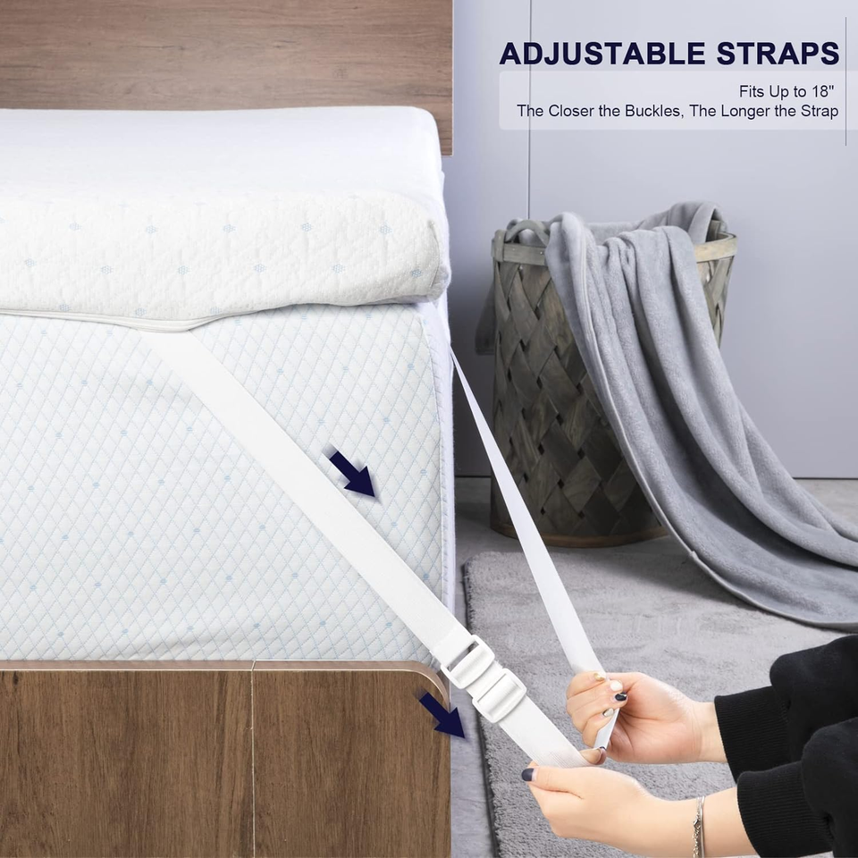 4 Inch Twin XL Mattress Topper Cover, Bamboo Zippered Cover for