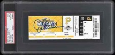 2015 Joe Maddon Signed N.L. Wild Card FULL Ticket Cubs vs Pirates PSA 9 DNA AUTH
