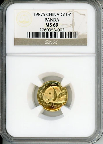1987-S GOLD PANDA  NGC MS69 CHINA 10Y 10-YUAN MS-69 1/10 Oz. !!!