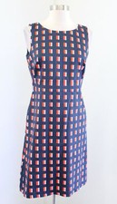 Ann Taylor Geometric Block Print Sheath Dress Sz 2 Batik Blue Orange Sleeveless