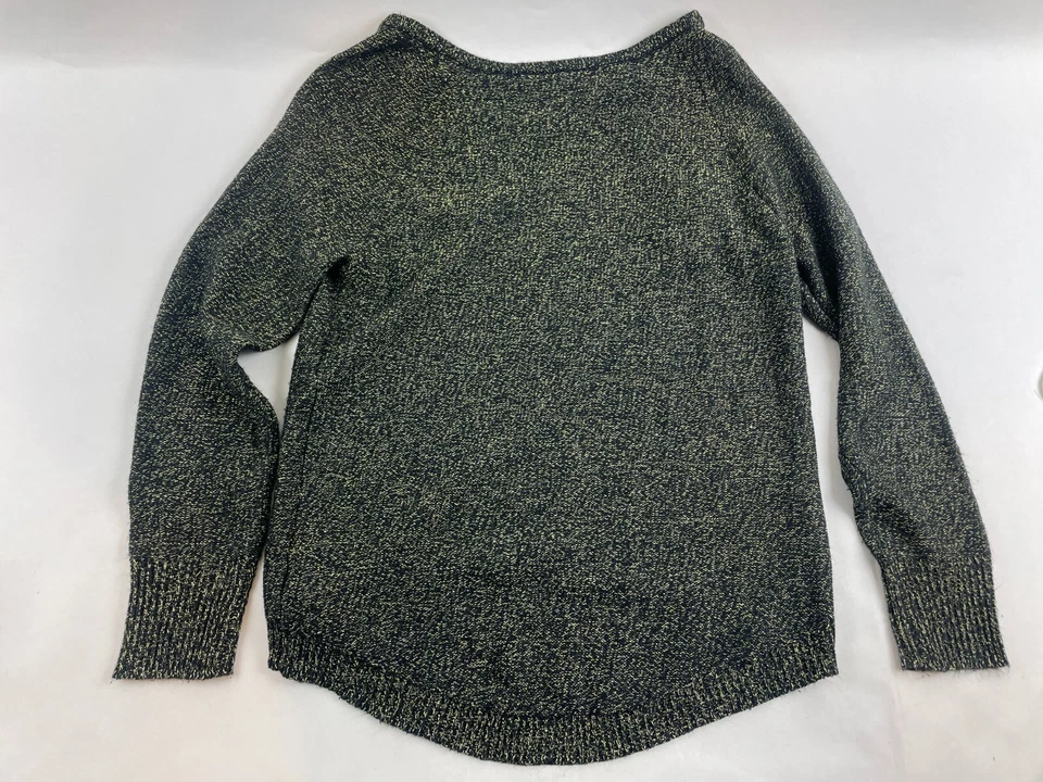 Suéter BISOU BISOU Para Mujer Talla XS Negro Dorado Metálico Tallas Frontales Cremallera Cuello Barco Foto 2 de 4