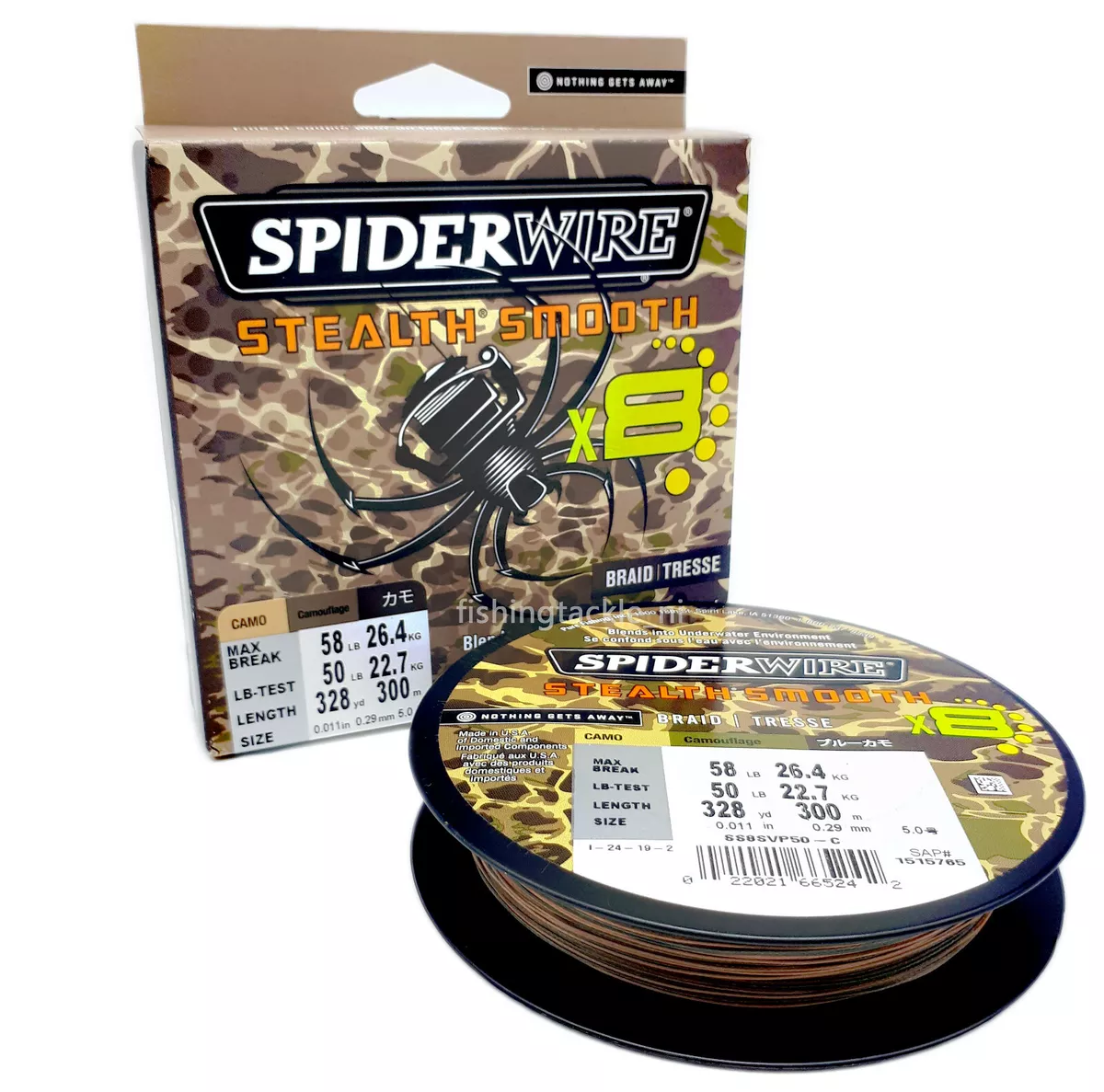 Spiderwire Stealth Smooth Camo-Braid 150m / 300m Spools Carrier 8 Fishing  Line