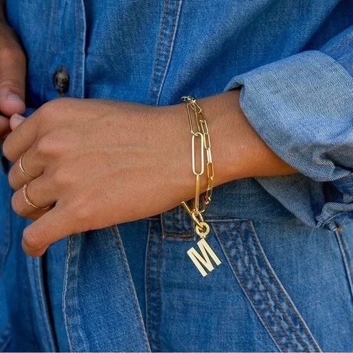 Gorjana Parker Charm Alphabet Initial H 18K Gold Plated - Picture 9 of 11