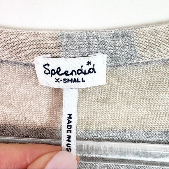 ESPLÉNDIDO JERSEY MANGA RAYAS NEGRO PLATEADO TOPO CAMISA MUJER XS Foto 2 de 4