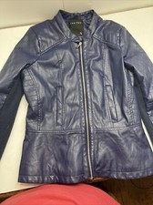 Small Ladies Jacket By Therapy Navy Blue Zippered Closure Two Front Zip Pockets 