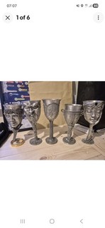 5 x Royal Selangor pewter goblets from the Lord of the Rings collection.