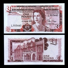 1988 Gibraltar 1 Pound World Banknote Paper Money Queen Elizabeth Currency UNC