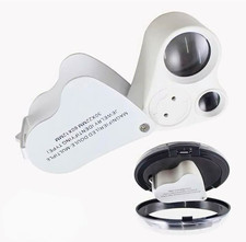 30X 60X LED Jewelry Magnifier Loupe Dual Lens Folding Pocket Magnifying Glass