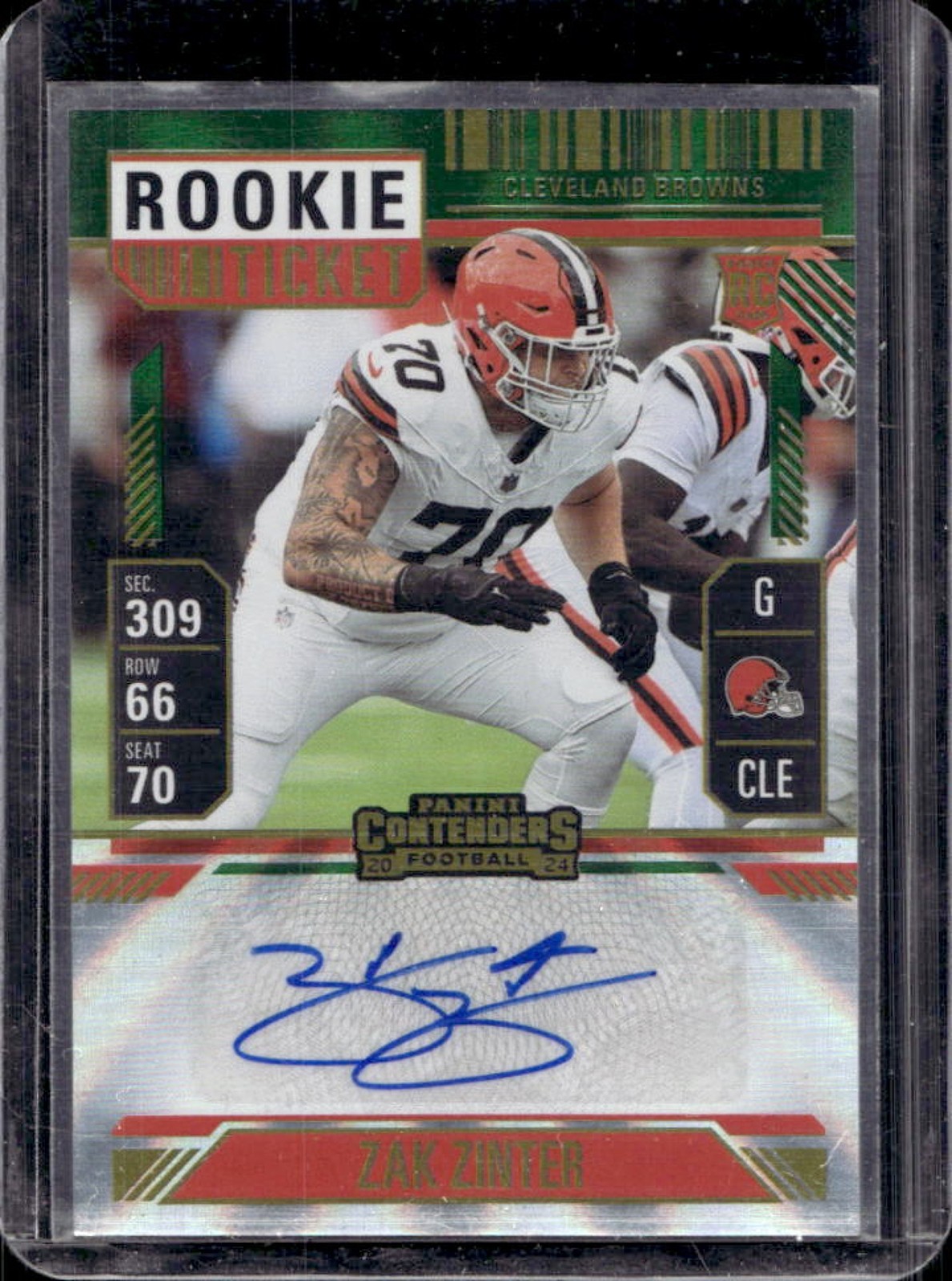 Zak Zinter Panini Contenders #231 Autograph-Opening Kickoff Ticket