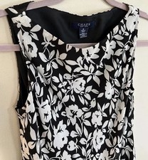 Women’s Size 4 Sleeveless Floral Summer Dress Black and White CHAPS